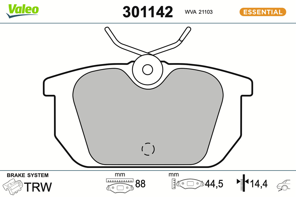 Jeu de 4 plaquettes de frein VALEO ref. 301142